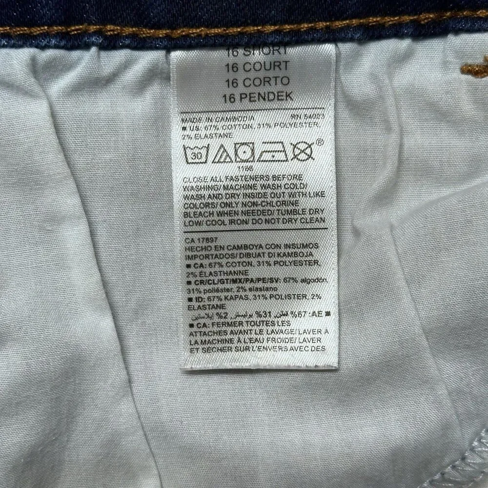 Old Navy Womens 16 Short Power Slim Straight Jeans Blue Dark Wash Mid Rise EUC